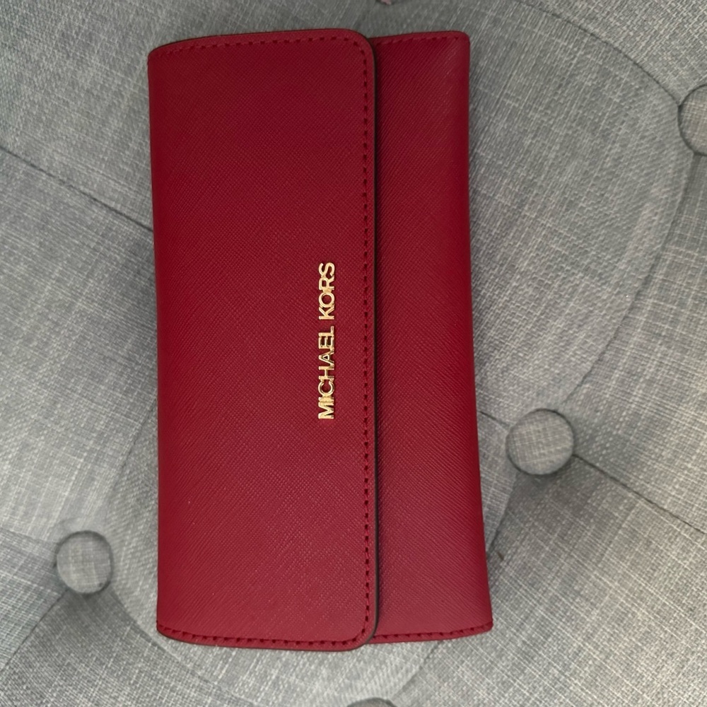Michael Kors Crimson Wallet with Gold Logo